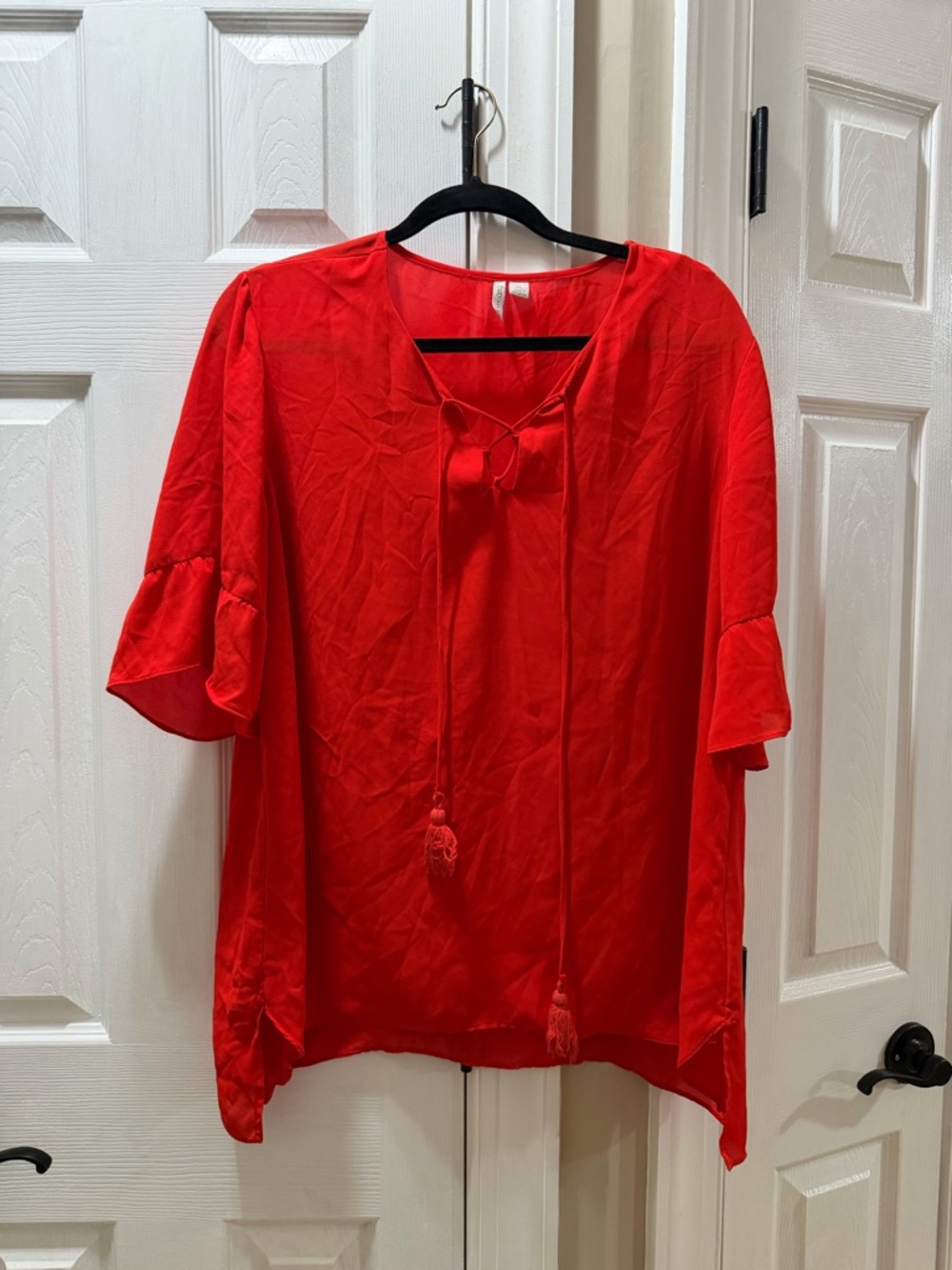 Cato Red Tie-Front Tunic Top